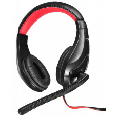 Наушники с микрофоном Оклик HS-L100 черный/красный 2м накладные оголовье (359485)