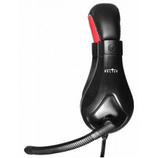 Наушники с микрофоном Оклик HS-L100 черный/красный 2м накладные оголовье (359485)