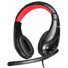 Наушники с микрофоном Оклик HS-L100 черный/красный 2м накладные оголовье (359485)