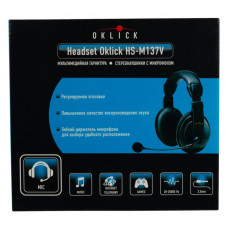 Наушники с микрофоном Оклик HS-M137V черный 1.8м мониторные оголовье (614046)
