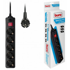 Сетевой фильтр Buro 500SH-1.8-B 1.8м (5 розеток) черный (коробка)