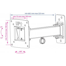 Кронштейн для телевизора Kromax OPTIMA-103 черный 10"-28" макс.25кг настенный поворотно-выдвижной и наклонный