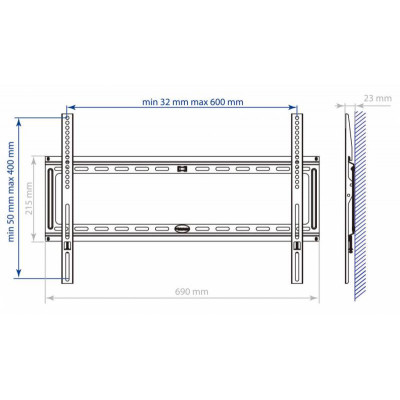 Кронштейн для телевизора Kromax IDEAL-1 черный 32"-90" макс.55кг настенный фиксированный
