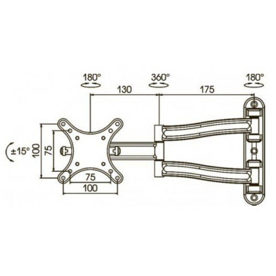 Кронштейн для телевизора Kromax TECHNO-1 темно-серый 10"-26" макс.15кг настенный поворот и наклон