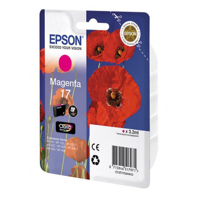 Картридж струйный Epson T1703 C13T17034A10 пурпурный (150стр.) (3.2мл) для Epson XP33/203/303