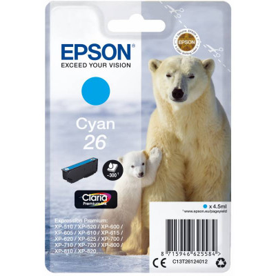 Картридж струйный Epson T2612 C13T26124012 голубой (300стр.) (4.5мл) для Epson XP-600/700/800