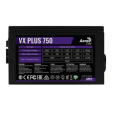 Блок питания Aerocool ATX 750W VX PLUS 750W (24+4+4pin) APFC 120mm fan 4xSATA RTL