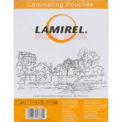Пленка для ламинирования Fellowes 75мкм A4 (100шт) глянцевая 216x303мм Lamirel (LA-78656)