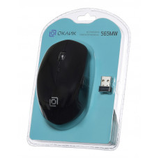 Мышь Оклик 565MW glossy черный оптическая (1600dpi) беспроводная USB для ноутбука (4but)