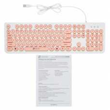 Клавиатура Оклик 400MR белый/розовый USB slim Multimedia