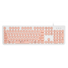 Клавиатура Оклик 400MR белый/розовый USB slim Multimedia