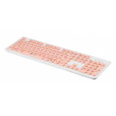 Клавиатура Оклик 400MR белый/розовый USB slim Multimedia