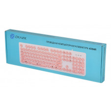 Клавиатура Оклик 400MR белый/розовый USB slim Multimedia