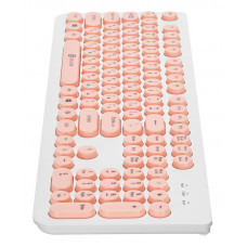 Клавиатура Оклик 400MR белый/розовый USB slim Multimedia