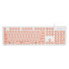 Клавиатура Оклик 400MR белый/розовый USB slim Multimedia
