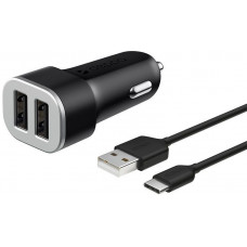 Автомобильное зар./устр. Deppa 2.4A универсальное кабель USB Type C черный (11284)