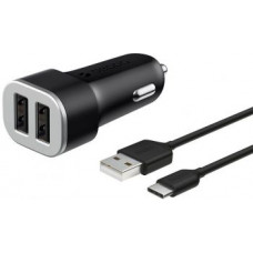 Автомобильное зар./устр. Deppa 2.4A универсальное кабель USB Type C черный (11284)