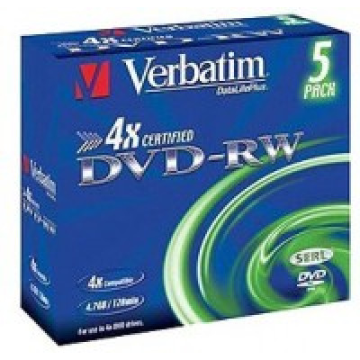 Диск DVD-RW Verbatim 4.7Gb 4x Jewel case (1шт) (43285)