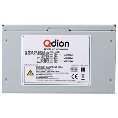 Блок питания FSP QDION ATX 400W, 120mm, 3xSATA, 1xPCI-E, nonPFC