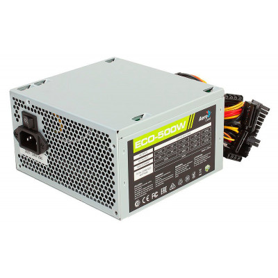 Блок питания Aerocool ATX 500W ECO-500 (24+4pin) 120mm fan 3xSATA RTL