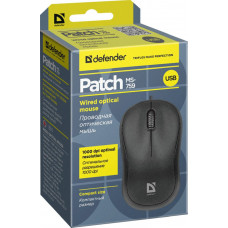 Defender Проводная оптическая мышь Patch MS-759 черный,3 кнопки,1000 dpi