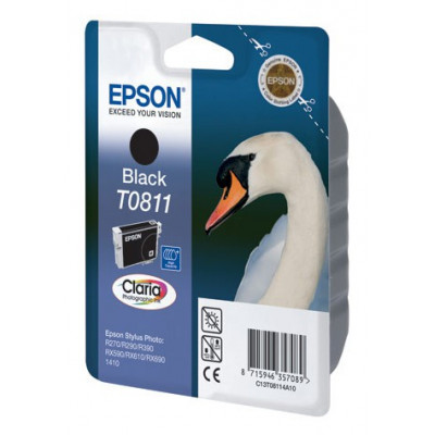 Картридж струйный Epson T0811 C13T11114A10 черный (480стр.) (11.1мл) для Epson R270/290/RX590