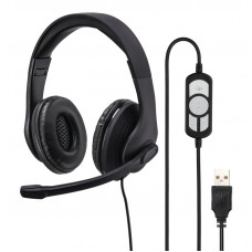 Наушники с микрофоном Hama HS-USB300 черный 2м мониторные оголовье (00139924)