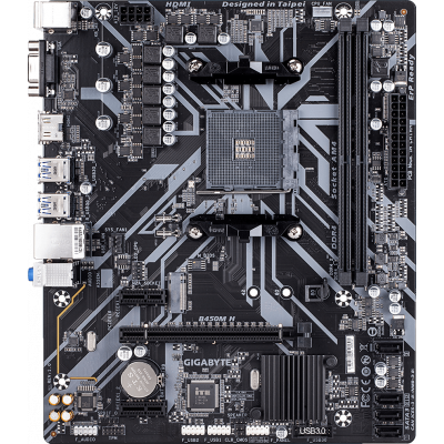 Материнская плата Gigabyte B450M H Soc-AM4 AMD B450 2xDDR4 mATX AC`97 8ch(7.1) GbLAN RAID+VGA+HDMI