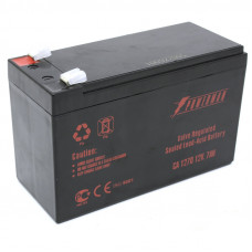 Battery POWERMAN Battery CA1270, voltage 12V, capacity 7Ah, max. discharge current 105A, max. charge current 2.1A, lead-acid type AGM, type of terminals F2, 151mm x 65mm x 94mm, 2.2 kg.