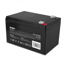 Battery SVEN SV 12120 (12V 12Ah), 12V voltage, 12A*h capacity, max. discharging rate of 180A, max. charging rate 3.6A, the type of lead-acid AGM, type lead terminal F2