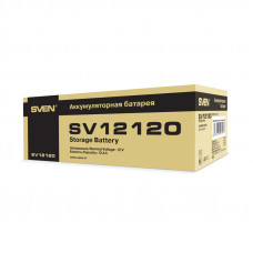 Battery SVEN SV 12120 (12V 12Ah), 12V voltage, 12A*h capacity, max. discharging rate of 180A, max. charging rate 3.6A, the type of lead-acid AGM, type lead terminal F2