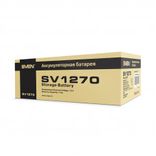Battery SVEN SV 1270 (12V 7Ah), 12V voltage, 7A*h capacity, max. discharging rate of 105A, max. charging rate 2.1A, the type of lead-acid AGM, type lead terminal F2
