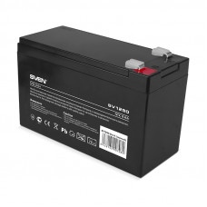 Battery SVEN SV 1290 (12V 9Ah), 12V voltage, 9A*h capacity, max. discharging rate of 128A, max. charging rate 2.7A, the type of lead-acid AGM, type lead terminal F2