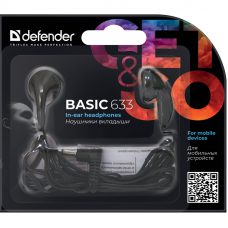 Defender #1 Наушники вкладыши Basic 633 черный