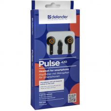 Defender Гарнитура для смартфонов Pulse 420 черный + оранжевый, вставки