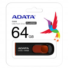 ADATA 64GB C008 USB Flash Drive (Black/Red)