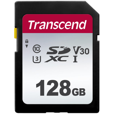 Флеш карта SDXC 128Gb Class10 Transcend TS128GSDC300S w/o adapter