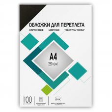 Обложки для переплета А4 "кожа" черные 100 шт, ГЕЛЕОС [CCA4B]