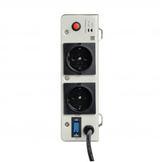 Stabilizer POWERMAN AVS 1500S, step-type regulator, digital indicators of voltage levels, 1500VA, 140-260V, maximum input current 12A, 2 eurosockets, IP-20, mounted version, 310mm x 200mm x 68mm, 4.36 kg.
