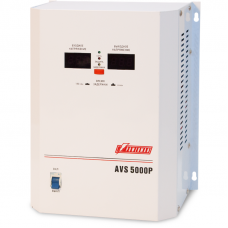 Stabilizer POWERMAN AVS 5000P, step-type regulator, digital indicators of voltage levels, 5000VA, 110-260V, maximum input current 32A, terminal block, IP-20, hinged, 260mm x 220mm x 130mm, 9 kg.