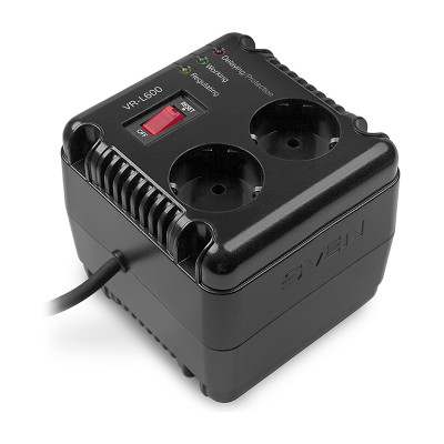Stabilizer SVEN VR-L 600, Relay, 200W, 184-285v, 2 euro outlets, black, 118 ? 106 ? 112mm, 1.4kg.