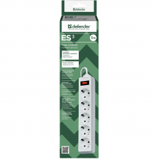Surge Protector Defender ES 3 3m, white, 5 outlets