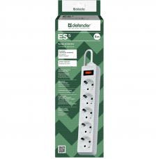 Surge Protector Defender ES 5 5m, white, 5 outlets