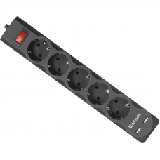 Сетевой фильтр Defender DFS 751 1,8 м, 5 розеток, 2xUSB, 2.1A
