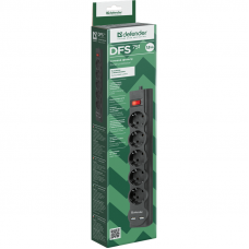 Сетевой фильтр Defender DFS 751 1,8 м, 5 розеток, 2xUSB, 2.1A