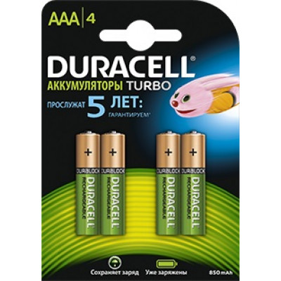 Аккумулятор Duracell Rechargeable HR03-4BL AAA NiMH 900mAh (4шт)