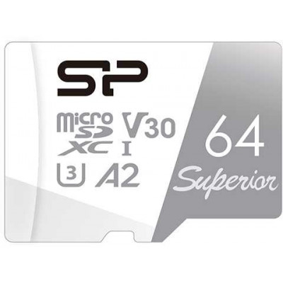 Флеш карта microSD 64GB Silicon Power Superior Pro A2 microSDXC Class 10 UHS-I U3 Colorful 100/80 Mb/s (SD адаптер)