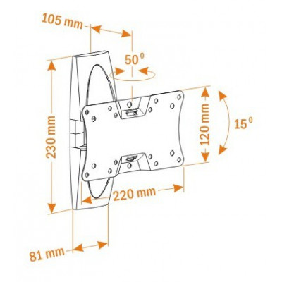 Кронштейн для телевизора Holder LCDS-5062 черный глянец 19"-32" макс.30кг настенный поворот и наклон