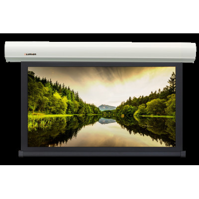 [LMBC-100107] Экран с электроприводом Lumien Master Business Control 195х297 см, (раб.область 179х287 см) (133") Matte White, чёрн.кайма по периметру, верхюкайма 10 см, цвет корпуса белый 16:10. В комплекте триггер., RS232, IR, RF управл.