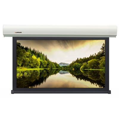 [LMBC-100109] Экран с электроприводом Lumien Master Business Control 261х394 см, (раб.область 240х384 см) (178") Matte White, чёрн.кайма по периметру, верх.кайма 15 см, цвет корпуса белый 16:10. В комплекте триггер., RS232, IR, RF управл.